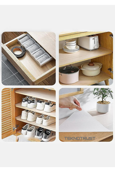 teknotrust Mutfak Kaydırmaz Şeffaf Raflık Kaymaz Dolap İçi Çekmece Örtüsü Pvc 45x300 Cm Koruyucu Eva Metre