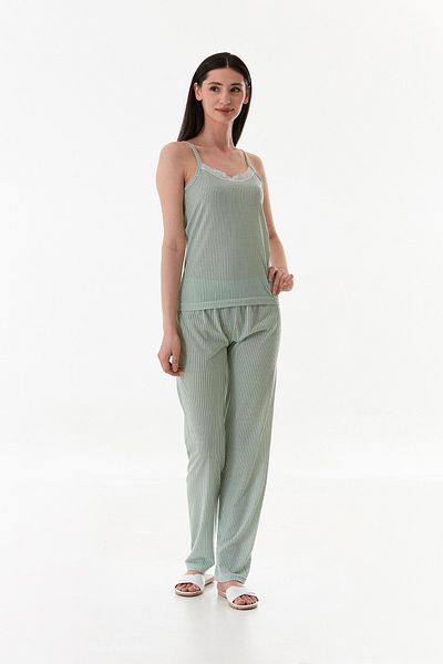 Fulla Moda Thin Striped Strappy Lace Pajama Set