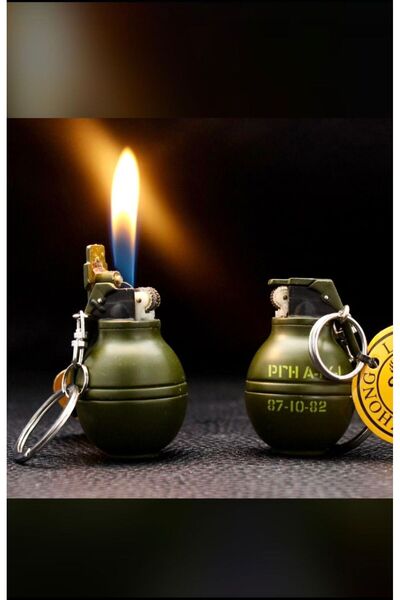 Bizde Ne Yok ki Brichetă și breloc cu granata metalică cu design 3D