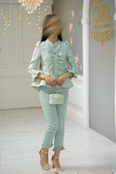 Ribbon kids Girl's Gold Buttoned Ruffle Suit - 2-Piece Stylish Combination + Bag