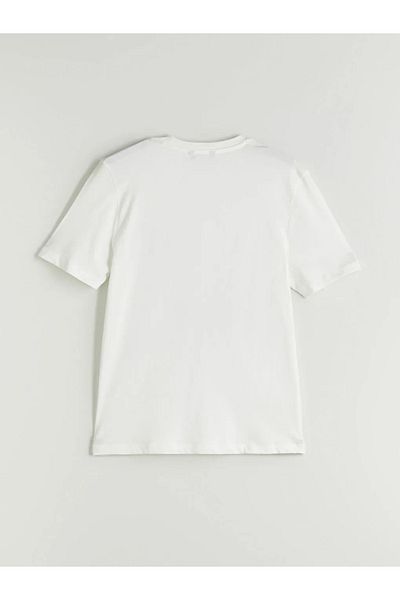 LC Waikiki XSIDE Ecru Herren-T-Shirt aus bedruckter gekämmter Baumwolle mit Rundhalsausschnitt