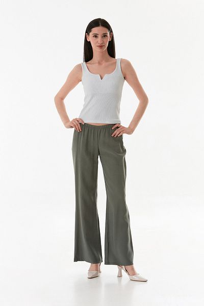 Fulla Moda Elastic Waist Low Waist Modal Palazzo Trousers