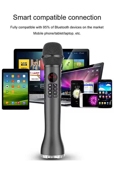 Generic Karaoke Microphone and Speaker with Recording Function and Multifunction in Black