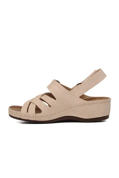 Aspor Beige Women's Flat Sandals