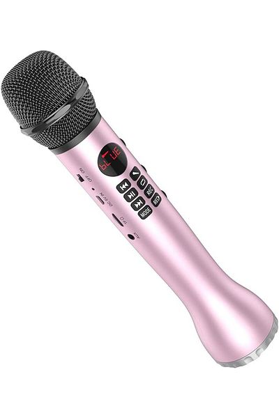 Generic Karaoke Microphone and Speaker with Recording Function and Multifunction Pink