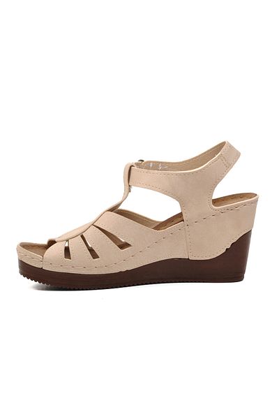Aspor Beige Women's Flat Sandals