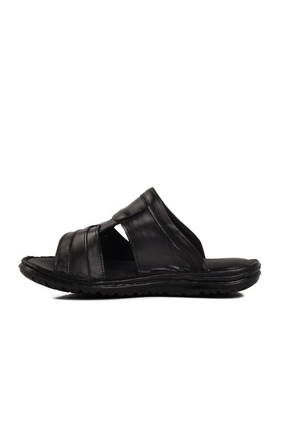 Aspor Black Faux Leather Men's Slippers