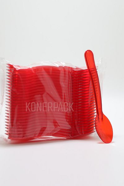 KONERPACK Luxury Ice Cream Dessert Spoon 500 Pieces - Red