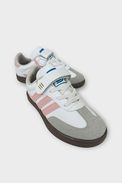 Liger Unisex Velcro Laced Children's Sports Shoes White - Powder