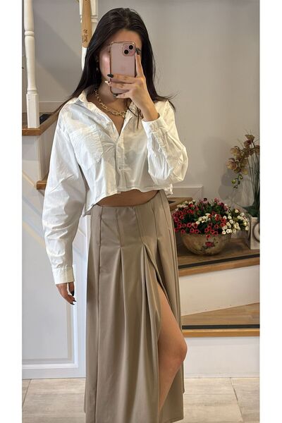 Rüyagibimoda Kadın vizon yırtmaçlı etek