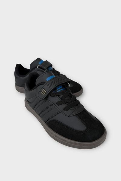Liger Pantofi sport pentru copii unisex cu șireturi cu velcro NEGRI