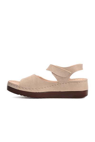 Aspor Beige Women's Flat Sandals