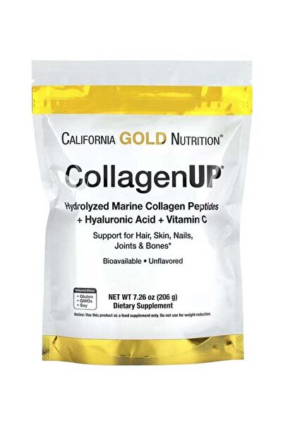 California Gold Nutrition CollagenUP Marine Collagen + Hyaluronic Acid + Vitamin C Food Supplement, Unflavored, 206g