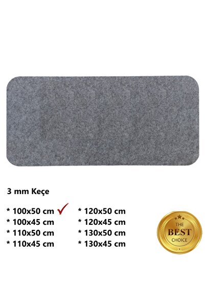 Wotrart Mouse Pad Masa Üstü Koruyucu 3mm Gri Renk Keçe Klavye PC Notebook Altı