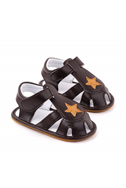 Pure Boutique Καφέ σανδάλια με κίτρινο αστέρι