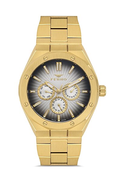 FERRO Sarı Çelik Kordon Erkek Kol Saati FM11537AWT-B2