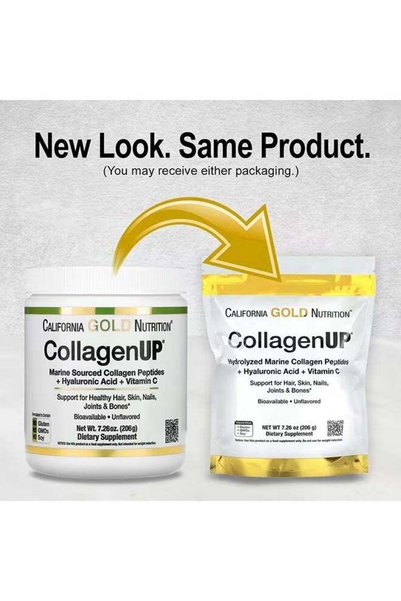 California Gold Nutrition CollagenUP Marine Collagen + Hyaluronic Acid + Vitamin C Food Supplement, Unflavored, 206g