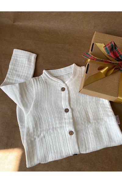 tiny wood Newborn Baby Boy Organic Muslin Jumpsuit |   Hospital Exit & Gift
