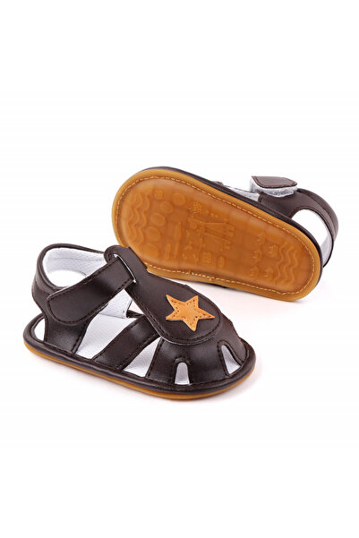 Superbaby Καφέ σανδάλια με κίτρινο αστέρι