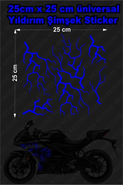 TRİDERS Şimşek Yıldırım Sticker 25x25cm Folyo Kesim Evrensel Üniversal Desen ...
