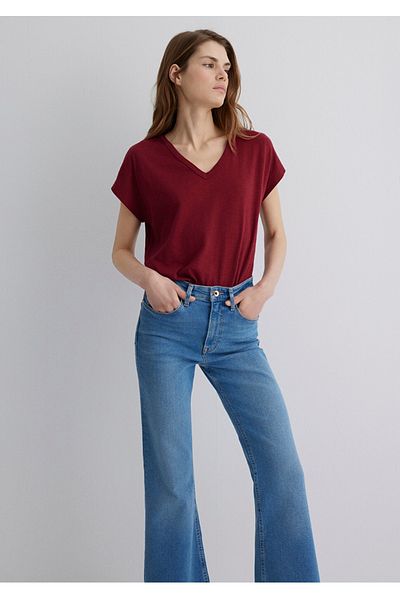 Mavi V-Neck Regular Fit 100% Cotton Basic T-Shirt