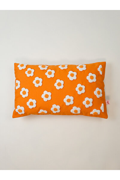Galia Tasarım Papatya Rectangular Punch Throw Pillow Cover - Orange