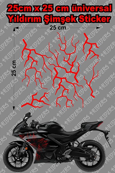 TRİDERS Şimşek Yıldırım Sticker 25x25cm Folyo Kesim Evrensel Üniversal Desen ...