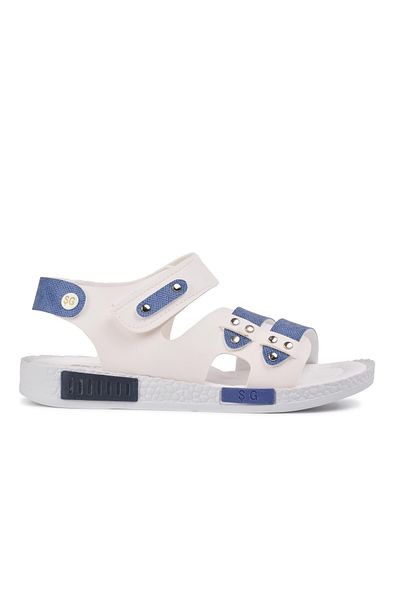 Aspor White Denim Blue Comfort Boy's Flat Sandals