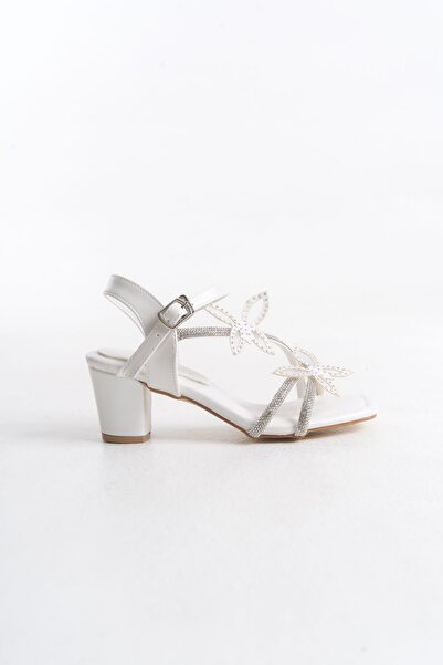 Mini Angel Butterfly Comfortable Girl's Evening Dress Butterfly Patterned Evening Dress Butterfly Girl's Heeled Shoes