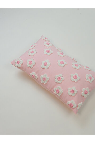 Galia Tasarım Daisy Rectangular Punch Throw Pillow Cover - Pink