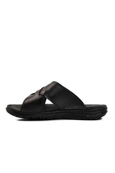 Aspor Black Cross Banded Lightweight Men's Slippers