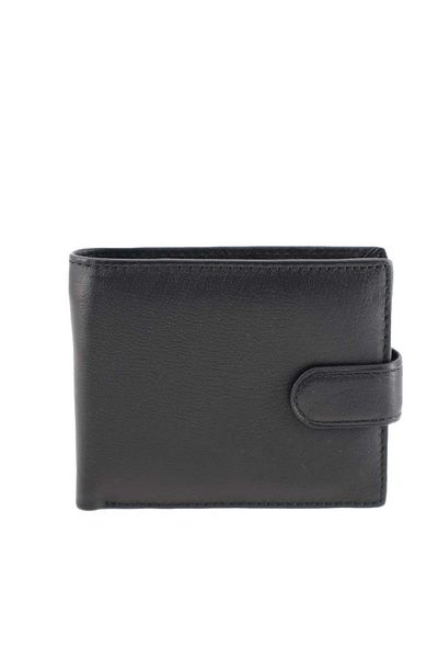 OEM Men's wallet made of genuine leather, clasp closure, F055, black