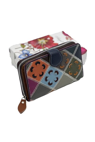 OEM Women's wallet, genuine leather, multicolor, ergonomic, many compartments, 16x10x3.5 cm, video