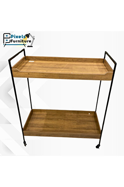 PixelsFurniture عربة تقديم الضيافة للشاي والقهوة متحركة رفين مستطيلة من بكسل الأثاث