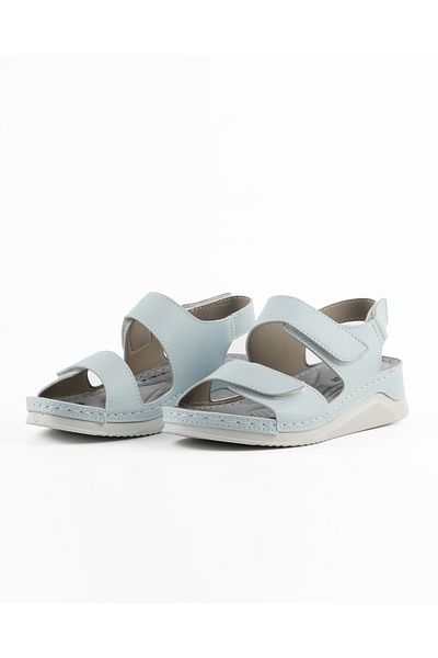 DR KLOMPA Sandale de zi cu zi pentru femei MS697 Blue Fanetta Sandale de vară ortopedice reglabile cu velcro