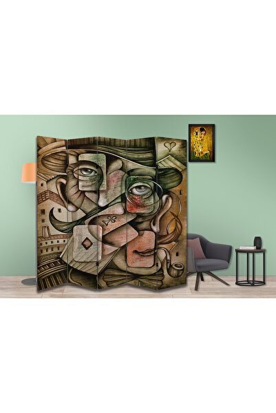 dbsanat Soyut Temalı Özel Tasarım Paravan Room Divider 180 x 200 cm
