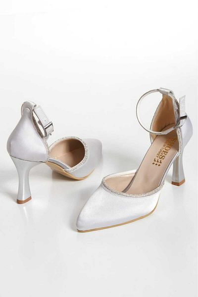 Moda Line Women's Evening Dress Shoes with Stones on the Ankle and Quality and Elegance Heels