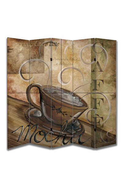 dbsanat Kafe Temalı Özel Tasarım Paravan Room Divider 180 x 200 cm