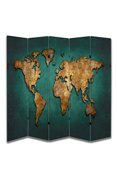 dbsanat Coğrafya Temalı Özel Tasarım Paravan Room Divider 180 x 200 cm
