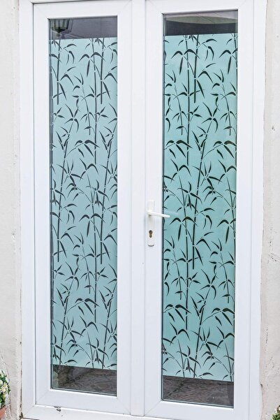 TechnoSmart – | 45x150cm | Bambu Yaprak Desenli Statik Cam Filmi Kaplama | Mutfak Ofis Banyo Pencere