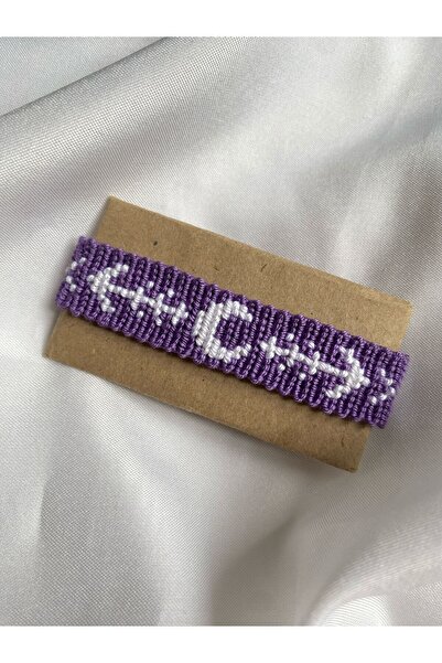 MELUSH Lilac Colored Moon Patterned Bracelet Handcrafted Knitted Bracelet