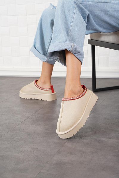 Moda Pie Senny Ραμμένη Χοντρή Σόλα Γούνινες Γυναικείες Παντόφλες Skin Suede