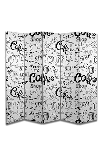 dbsanat Kafe Temalı Özel Tasarım Paravan Room Divider 180 x 200 cm
