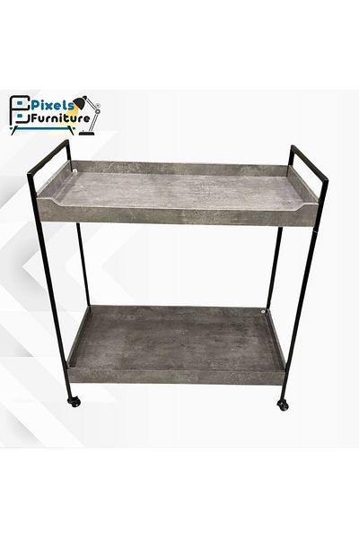 PixelsFurniture Pixel Furniture Rectangular 2-Tier Mobile Tea and Coffee Serving Trolley