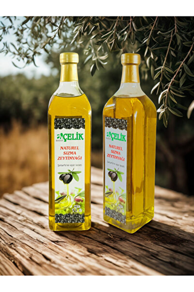 Çelik 2 Adet 1 Lt Naturel Sızma Zeytinyağı ,cam Şişe