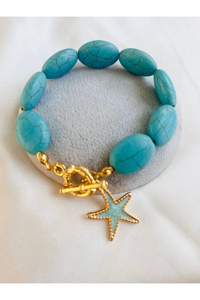 COCOSH TAKI Turquoise Natural Stone Star Detailed Multi-Design Bracelet