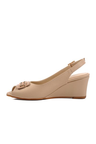 Aspor Beige Wedge Heel Women's Heeled Shoes