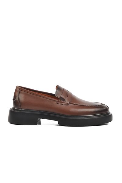 Aspor Brown Patent Leather Genuine Leather Men's Loafer Shoes Premium
