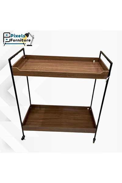 PixelsFurniture Pixel Furniture Rectangular 2-Tier Mobile Tea and Coffee Serving Trolley
