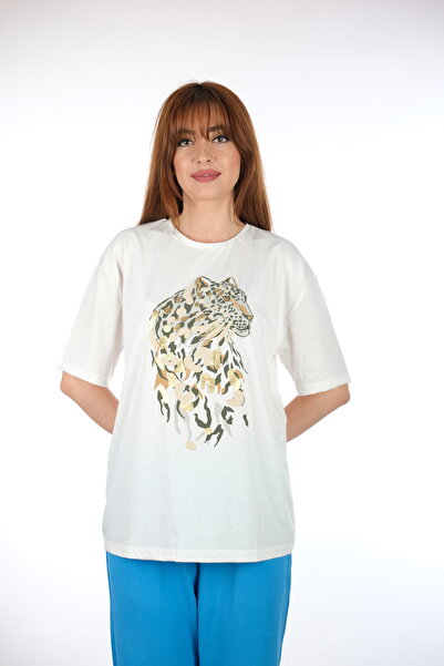 Alviora White Vintage Printed T-shirt